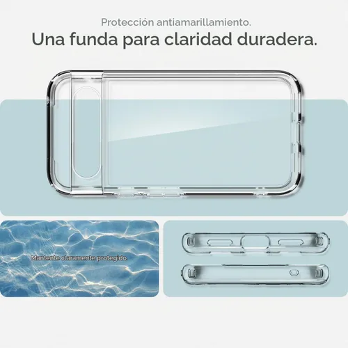 Vista 4 de Spigen Carcasa ultra híbrida para Pixel 8a, transparente Anti-Yellowing Resin, Air Cushion Technology, Military-Grade Drop Protection, Raised