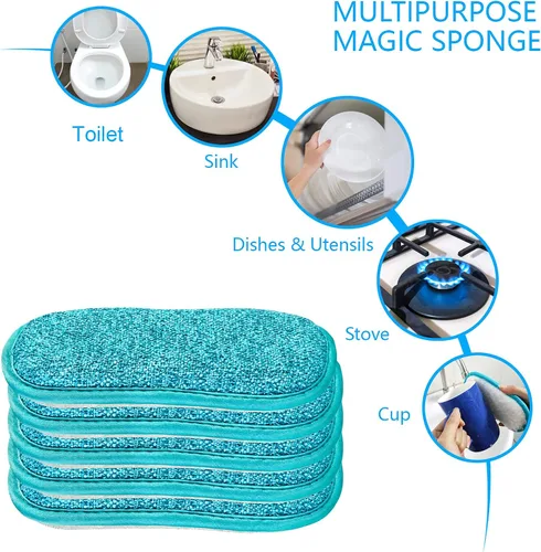Vista 4 de 10 paquetes de esponjas de cocina para fregar sin rasguños, paños multiusos, esponja con un poder de estropajo resistente - Limpieza sin esfuerzo