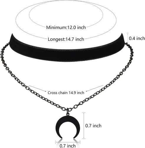Vista 6 de Gothic Choker, Choker Necklace for Women, Black Velvet Choker, Layered Necklace, Goth Jewelry for Women
