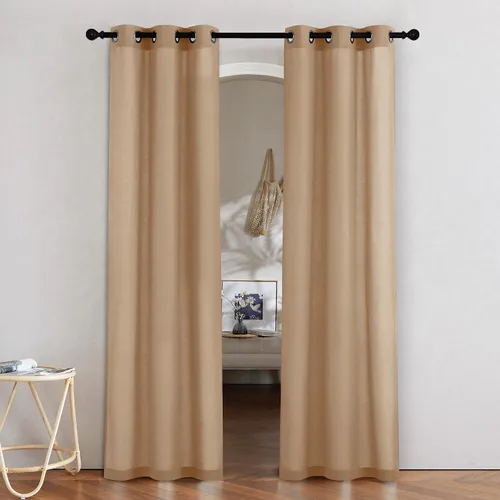 Vista 188 de NICETOWN - Cortinas de lino angora para ventana de cocina sobre el fregadero, con ojales, lino grueso angora, tratamientos cortos para ventanas