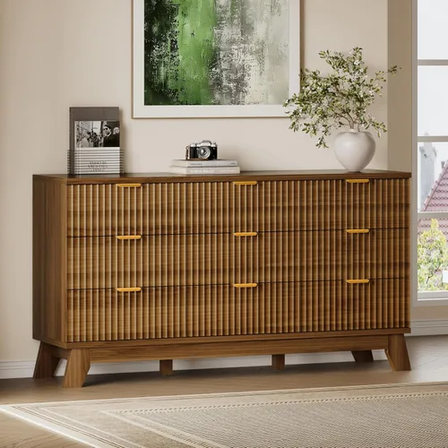 Vista 59 de BORNOON Cómoda acanalada de 3 cajones, 30.3 pulgadas de alto, cómoda bohemia compacta y moderna, armario de almacenamiento de madera