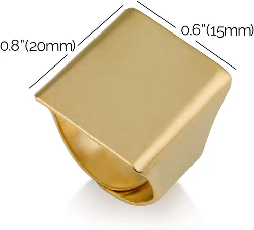 Vista 2 de Anillos geométricos de oro simples para mujer, anillo cuadrado de moda, anillo de joyería para uso diario