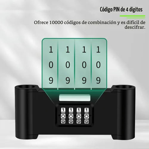 Vista 3 de V·RESOURCING® - Candado de combinación de 4 dígitos, antirrobo en forma de U, resistente, con grillete ajustable, para bicicletas, bicicletas