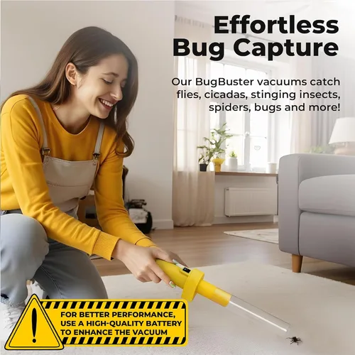 Vista 4 de Bugbuster aspiradora de arañas e insectos con tecnología sónica, funciona con batería y no daña.