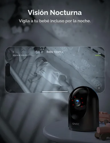 Vista 5 de GNCC Cámara de seguridad, cámara interior 2K Cámaras de 360 °