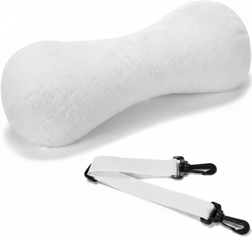 Vista 14 de Colingmill 1 almohada de cuello para reposacabezas reclinable, almohada en forma de hueso, felpa con correa ajustable, soporte para el cuello y Negro