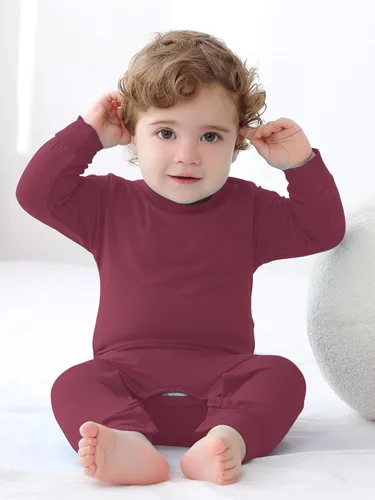 Vista 4 de GUISBY Pijama de bambú para bebé, manga larga con cierre a presión