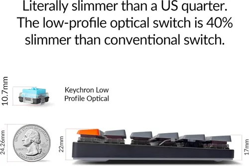 Vista 13 de Keychron K3 75% Layout 84-Key Teclado mecánico inalámbrico Bluetooth ultradelgado intercambiable en caliente con interruptor rojo óptico Keychron