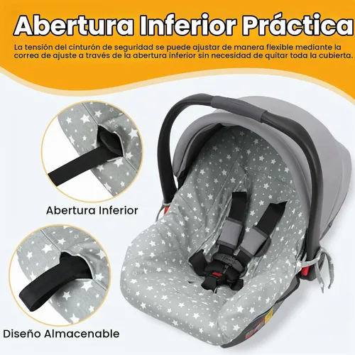 Vista 5 de Orzbow Funda Protectora para Asiento de Coche Infantil, Protector de Asiento para Bebé 100% Algodón, Forro de Asiento de Coche de Ajuste Universal