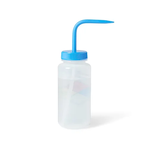 Vista 2 de United Scientific™ UniSafe™ Botella de lavado químico ventilada de LDPE de boca ancha de grado de laboratorio, agua (H2O), 16.9 fl oz (16 onzas), 4