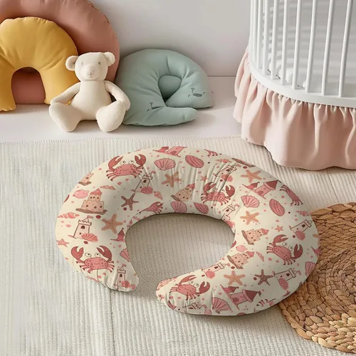Vista 3 de Funda de almohada de lactancia con diseño de castillo de arena, diseño de cangrejo de playa, diseño de castillo de arena, unisex, extraíble
