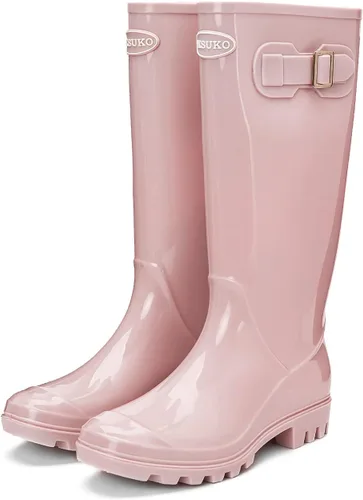 Vista 4 de DKSUKO Women's Tall Rain Boots Garden Boots Waterproof Wellington Rubber Boots