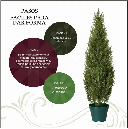 Vista 7 de Pino Thuja de plástico National Tree con maceta de plástico redonda, verde oscuro