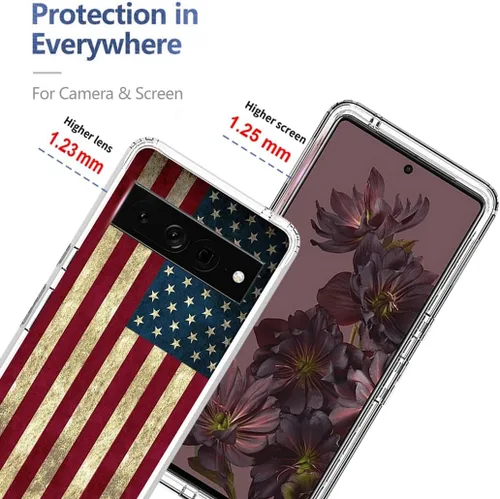 Vista 2 de Funda protectora para Pixel 7 Pro/Google 7 Pro, diseño de bandera transparente y bonita funda protectora de cuerpo completo para Google Pixel 7 Pro