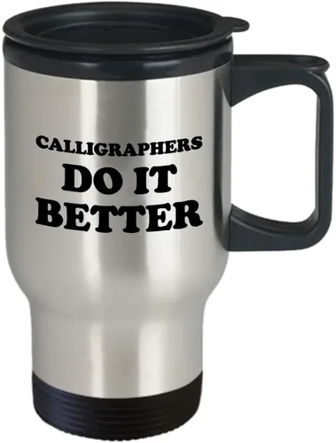 Vista 2 de Gifts for Calligrapher Travel Mug Insulated Coffee Tumbler - Calligraphy Hobby Lettering Design Artist Calligraphic Lover Funny Cute Gag