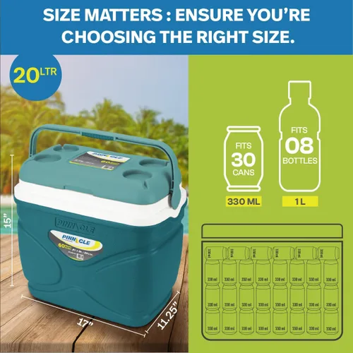 Vista 2 de Pinnacle Enfriador térmico de 20 litros – Enfriador duro portátil para campamento/picnic – Coolbox mantiene fresco durante 60 horas. con retención