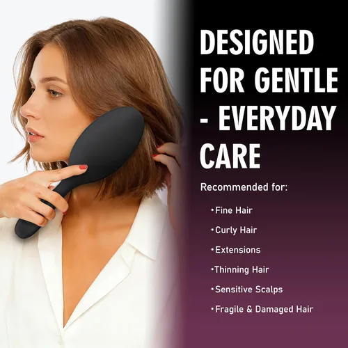 Vista 2 de Cepillo de cerdas de jabalí para mujeres, hombres y niños, cepillo desenredante para cabello grueso, adelgazamiento, seco o húmedo con alfileres