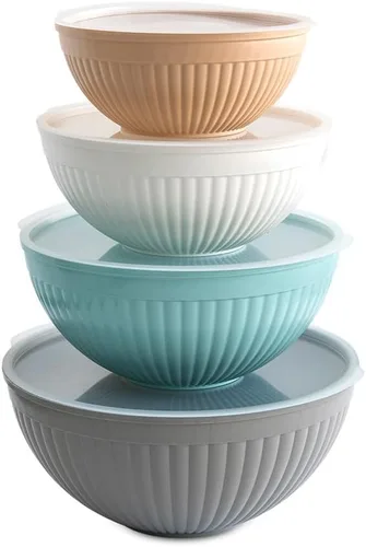Vista 5 de Nordic Ware – Juego de tazones para preparar, servir y mezclar, 3 piezas, tonos tierra
