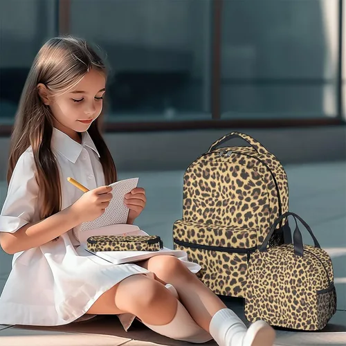 Vista 2 de CUSPCOD Mochila de guepardo para niñas y niños, mochila escolar de 16 pulgadas con correas ajustables, bolsa de viaje duradera, Estilo 4-2