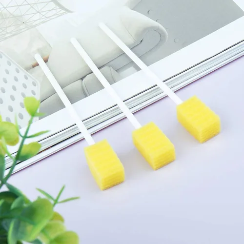 Vista 5 de Paquete de 100 hisopos orales desechables, hisopos dentales estériles sin sabor Hisopos Orales Desechables para Limpieza Boca y Encías - Amarillo