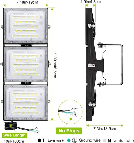 Vista 18 de STASUN - Luz de inundación LED para exteriores, 150 W, 15000 lúmenes, 6000 K, luz blanca IP66, impermeable, luz de estacionamiento comercial, 3