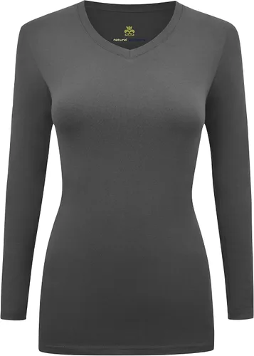 Vista 26 de Natural Uniforms - Camiseta de manga larga con cuello en V para mujer, para usar debajo de la ropa quirúrgica Aguamarina