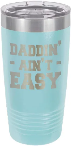 Vista 7 de DADDIN AINT EASY BLACK Vaso de bebida de 20 oz con pajita Taza de viaje grabada con láser Comparar con Yeti Rambler Idea de regalo papá