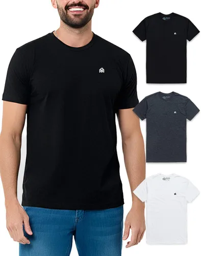 Vista 36 de Camisetas casuales de algodón suave con cuello redondo y ajuste atlético