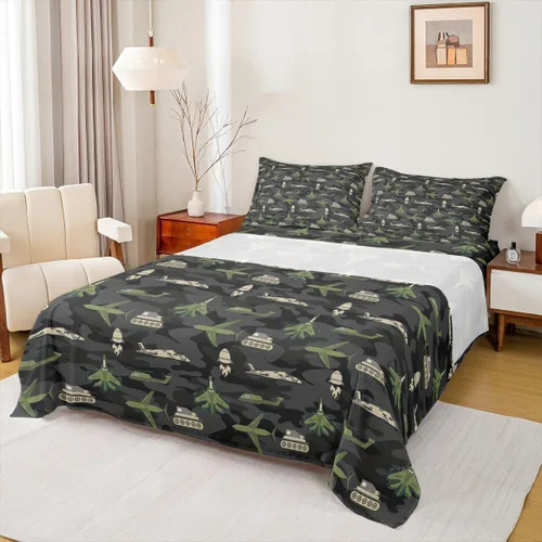 Vista 25 de Castle Fairy Juego de sábanas de motocross tamaño twin, juego de ropa de cama verde con diseño de panal ombré, decoración de habitación de niños