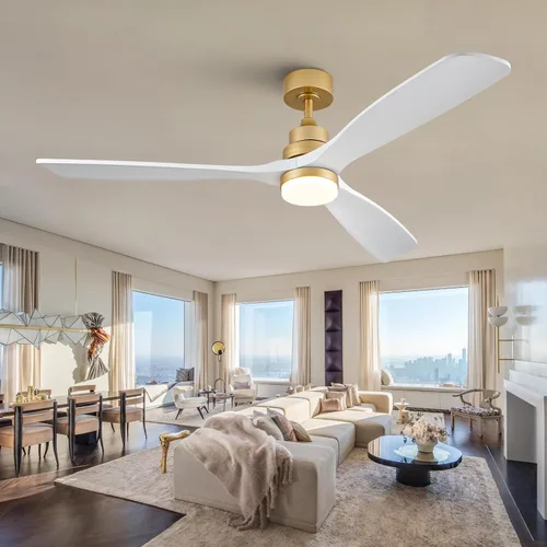 Vista 25 de Ventilador de techo de 42 pulgadas con luz, 3 aspas de madera maciza, control remoto, motor de CC silencioso reversible de 6 velocidades, ventilador