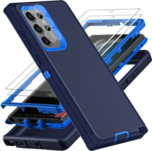Vista 11 de YKHJKLEC Funda para Samsung Galaxy S22 Ultra, con 2 piezas [protector de pantalla de TPU flexible autorreparable y protector de lente de cámara]