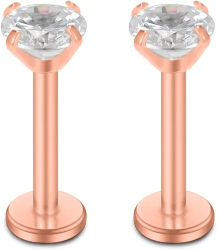 Vista 5 de SCERRING Anillos de labios de 16G con circonita cúbica transparente, Labret Monroe, anillo para labios, tragus, uñas, hélice, piercing de perno
