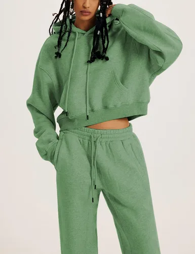Vista 4 de LTSCNRM Conjunto deportivo de 2 piezas para mujer, sudadera con capucha y forro polar