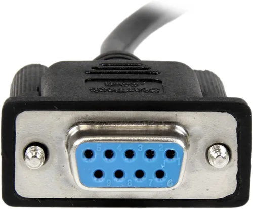 Vista 3 de StarTech Cable de módem nulo serie DB9 RS232 de 6.6 ft, color negro, F/F - DB9 hembra a hembra, cable de módem nulo RS232 de 9 pines, 6.6 ft, negro