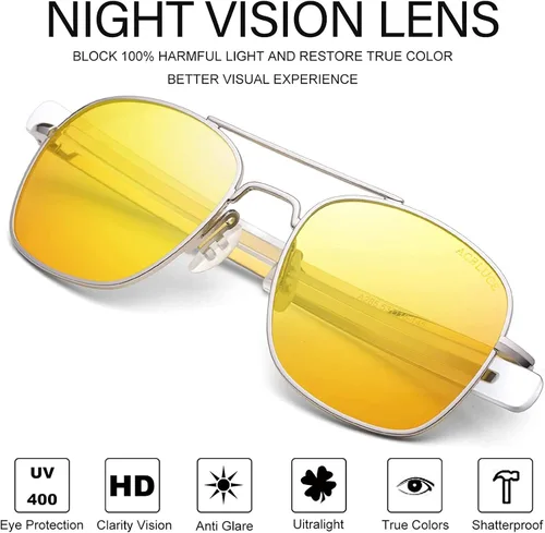 Vista 3 de Gafas de sol de aviador para hombre 2087in lente polarizada marco de metal de estilo militar con patillas de bayoneta