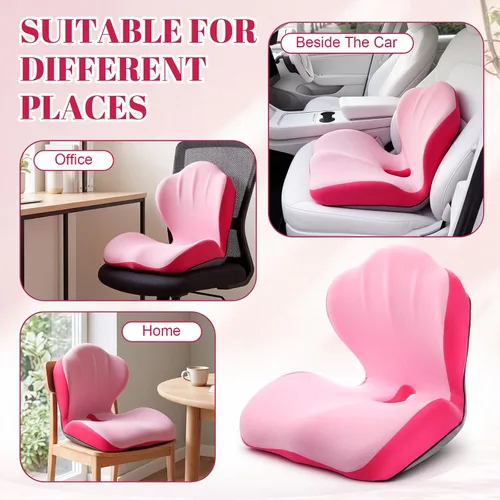 Vista 6 de Chumia Soporte ergonómico de cintura y cojín de asiento en forma de L para silla lumbar de cadera con coxis hueco de espuma viscoelástica ortopédica