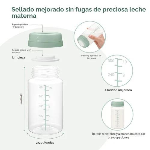 Vista 4 de Botella de almacenamiento de leche materna de 10 onzas, compatible con Momcozy Milk Cooler de 22 onzas y bombas Spectra, botellas de colección