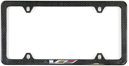 Vista 4 de License Frame Inc. Cadillac V-Series - Soporte de marco de matrícula grabado en la parte inferior de metal negro Negro/UF2H