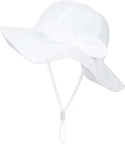 Vista 15 de Toddler Kids Baby Girl Sun Hat Floppy Cotton Summer Hat 50+ SPF Protective 04/Flor/Blanco