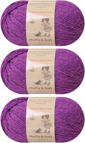 Vista 11 de Yonkey Monkey Monkey - Paquete de 3 unidades de mezcla de lana esponjosa. Tejer ganchillo para manualidades (esmeralda 007)