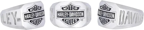 Vista 2 de Harley-Davidson Hombres H-D Cut Out Bar & Shield Emblema Anillo Plata HDR0327