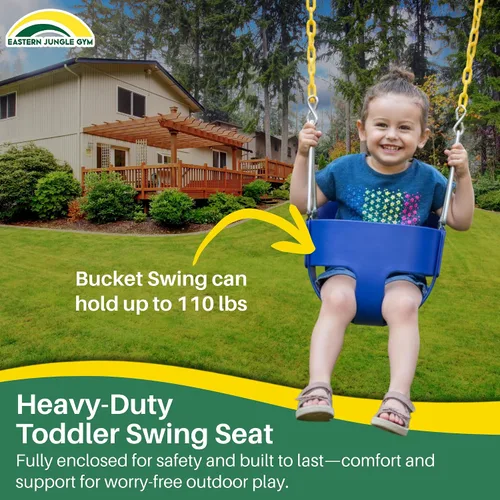 Vista 2 de Eastern Jungle Gym Asiento de columpio para niño con respaldo alto y respaldo alto Cadenas revestidas totalmente montadas Accesorio de columpio