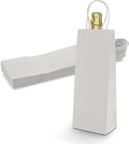 Vista 8 de MT Products Bolsas de vino Kraft de 5.25 x 3.25 x 13.13 pulgadas, bolsas de papel desechables con asa, paquete de 12
