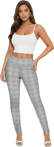 Vista 29 de Hybrid & Company Pantalón elástico súper cómodo con cintura elástica completa, de sarga milenaria 10571-Negro Blanco