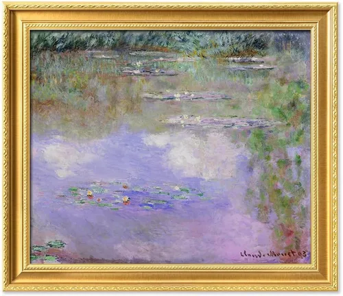 Vista 103 de IPIC - Reproducción artística de los lirios de agua de Claude Monet 1906, impresiones giclée coinciden con el marco dorado clásico, arte de pared