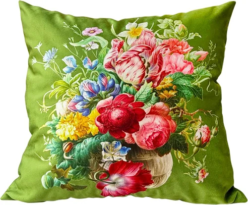 Vista 13 de Funda de cojín floral ligera de lujo, 18 x 18 pulgadas, pintura al óleo retro victoriana de doble cara, fondo negro, flor vibrante, funda de cojín