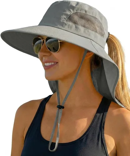 Vista 9 de Sombreros de sol para mujer, protección UV, ala ancha con agujero
