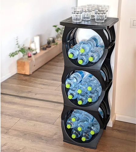 Vista 7 de Bariboo Estante apilable para almacenamiento de botellas de agua, organizador de 5 galones, soporte para jarra para organización de cocina, gabinete