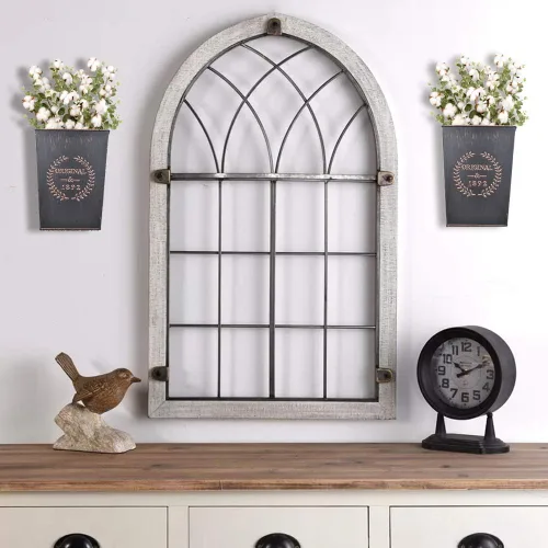 Vista 7 de LESEN Macetero de pared de metal rústico para colgar en el hogar, florero de pared para plantas o flores, interior o exterior, decoración de pared
