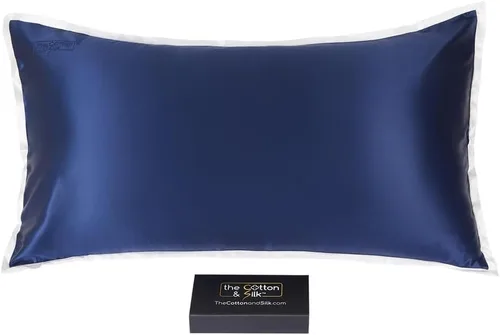 Vista 25 de Funda de almohada de seda de morera 22 Momme (cierre envolvente en la parte posterior), colección elegante, tamaño Queen, caramelo + crema